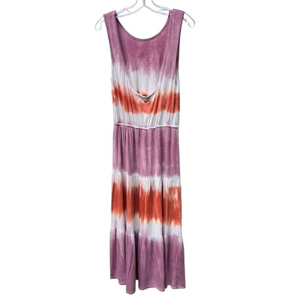 Knox Rose Low Back Scoop Neck Tie Dye Maxi Dress‎ White Pink Orange Medium - Picture 5 of 8